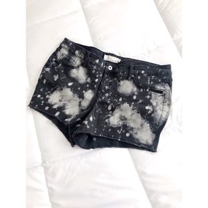 Bleached Black Denim Shorts